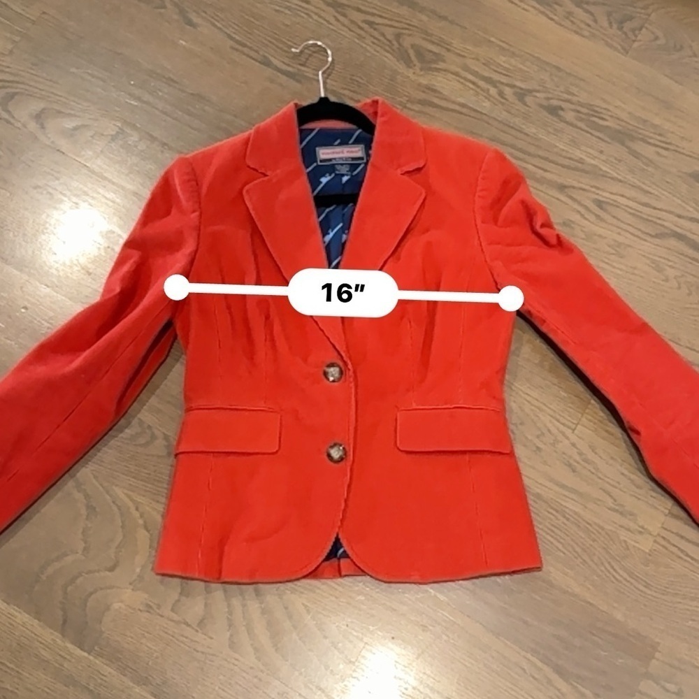 Vineyard Vines Orange Corduroy Cotton Blazer Jacket Women's Size 4 - Picture 5 of 6